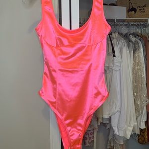 Nasty gal neon pink bodysuit NWT